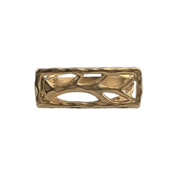 Satya Textured Gold Tone Tree Branch Ring Size 7 - Picture 1 of 10